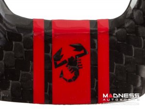 FIAT 500 Steering Wheel Trim - 3 piece kit - Carbon Fiber - Red Racing Stripe